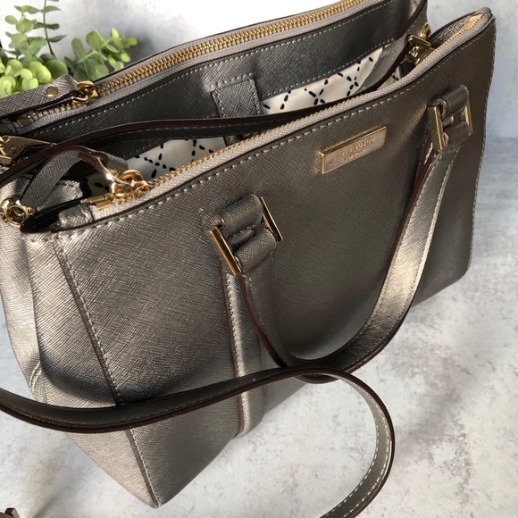kate spade Handbags - Kate Spade small metallic silver London sachel.